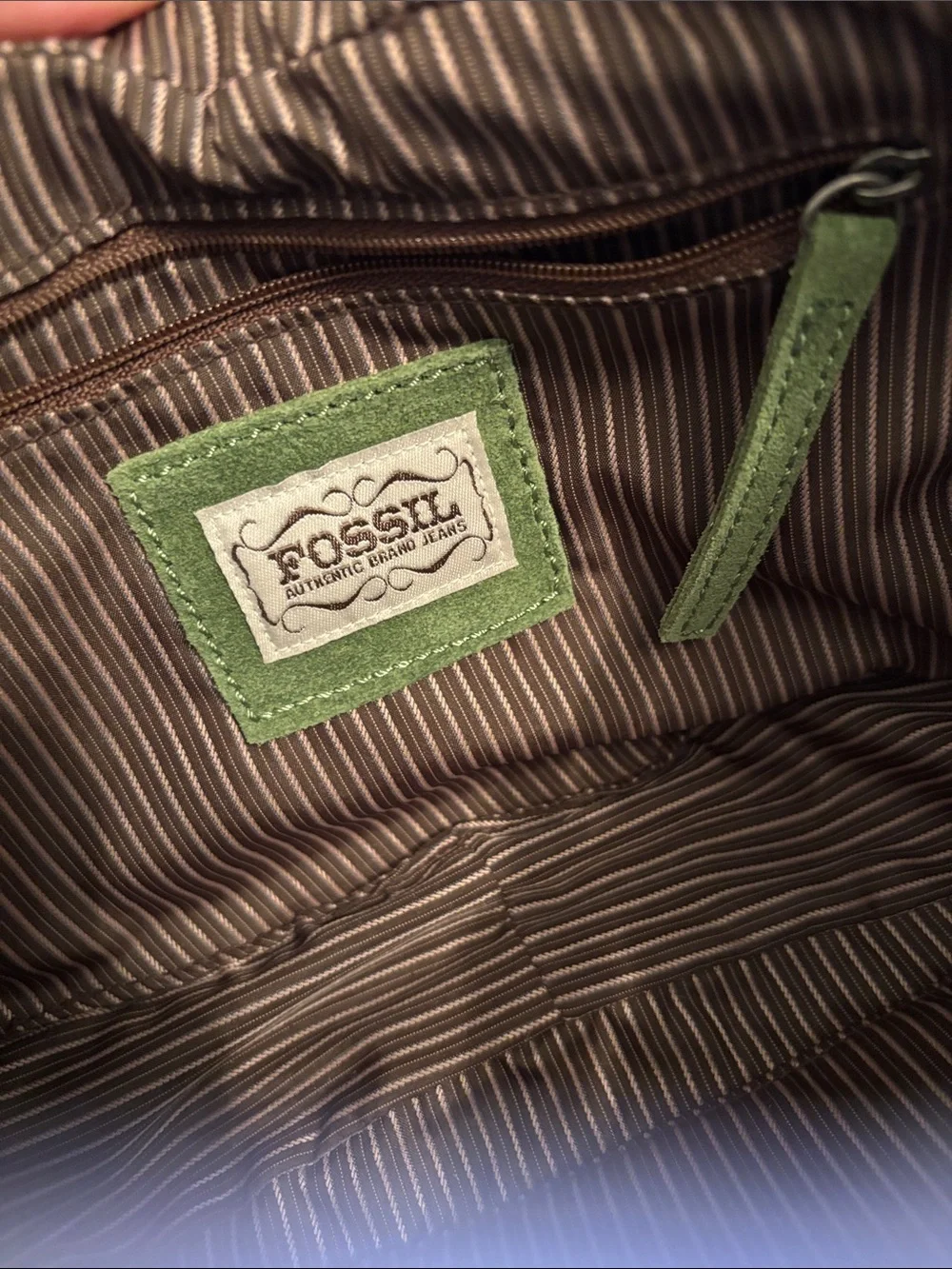 NWT Fossil Green Suede Hobo Shoulder Bag vintage